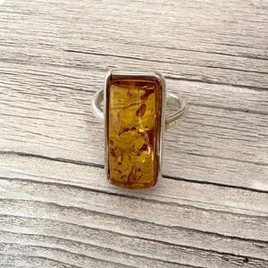 AMBER SECRETS Silver and Amber Ring